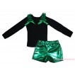 Black Tank Top Kelly Green Ruffles & Bows & Bling Kelly Green Shiny Girls Pantie Set MG2864